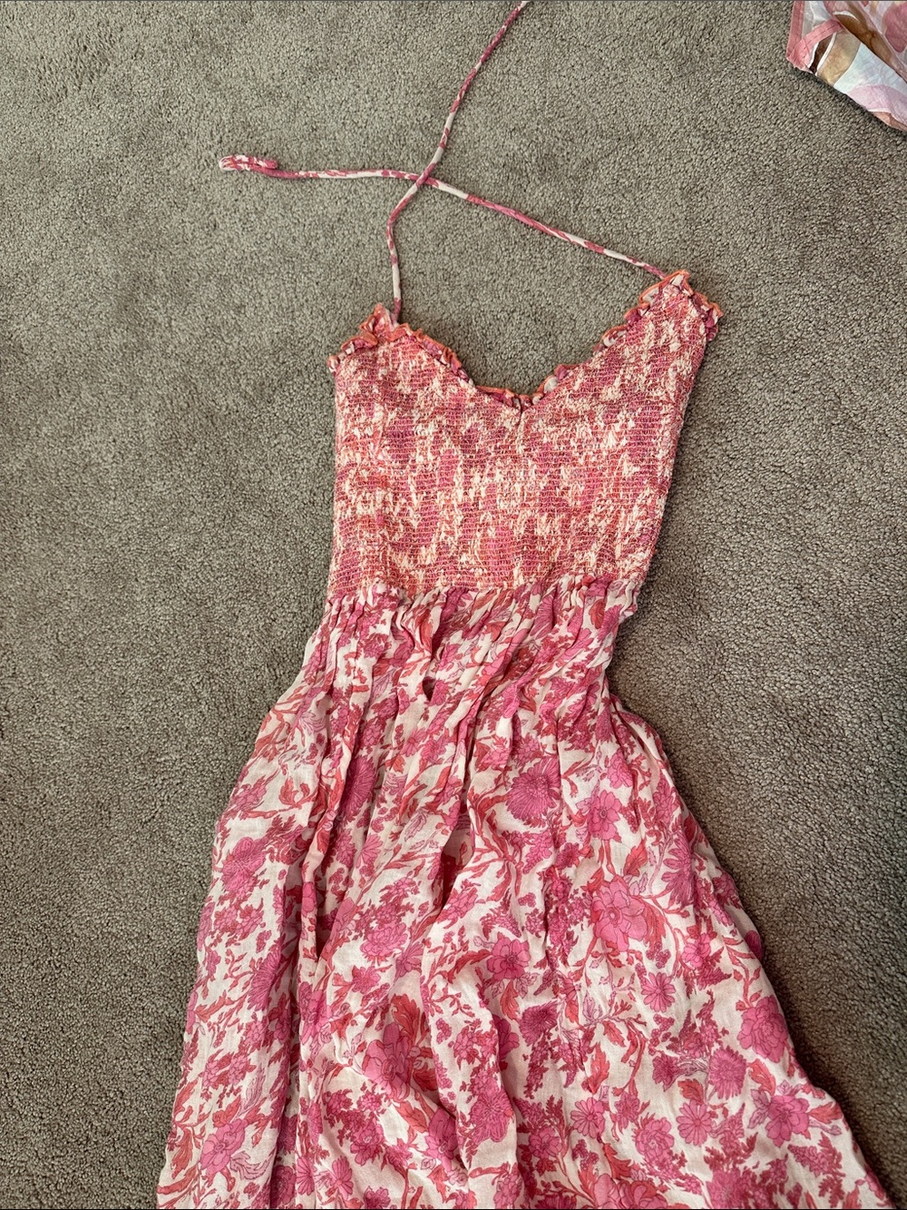 Free People Pink Floral Strapless Maxi Dress